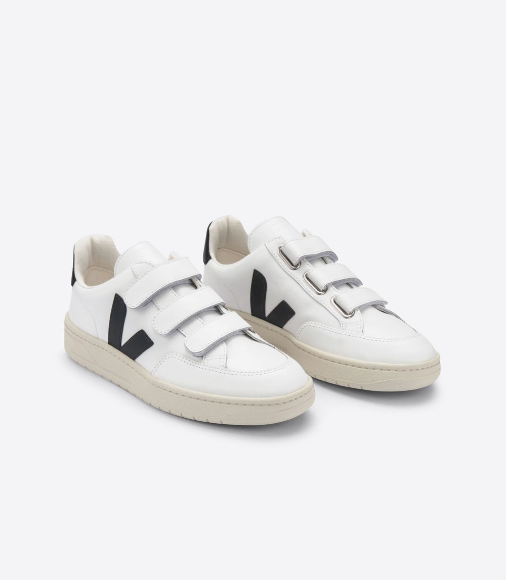 Veja Sneakers Mens - V-lock Leather - White/Black - 9124NGPXJ